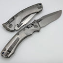 Microtech Marfione Select Amphibian RAM LOK Titanium Handles & Stonewash M390MK w/ Double Vapor Blast & Blue Accents 137RL-10MS2
