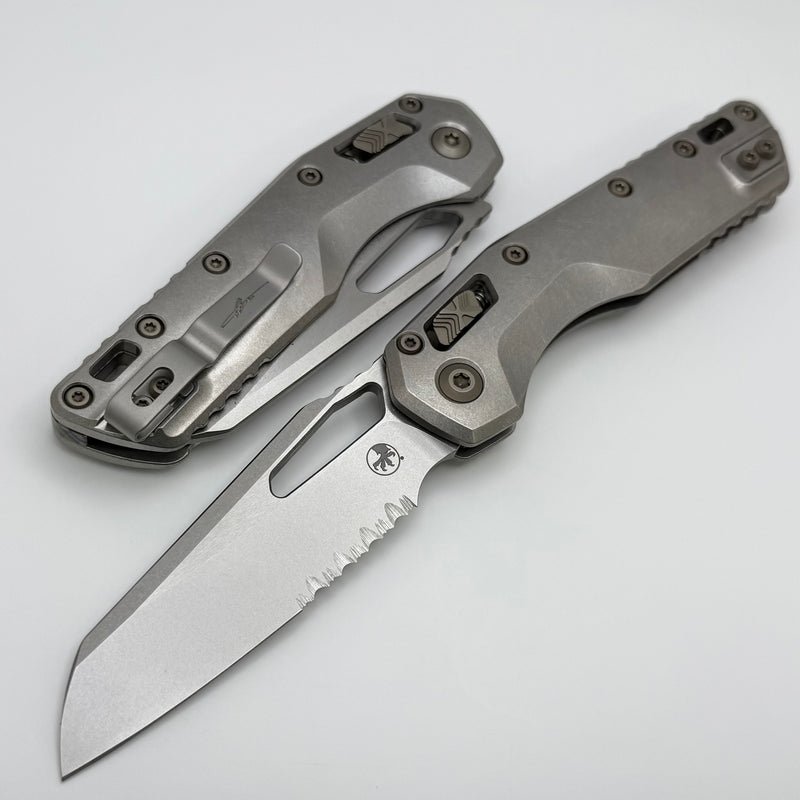 Microtech Marfione Select MSI RAM LOK Titanium Handles w/ Double Vapor Blast & Flamed Accents & Part Serrated Stonewash M390MK 210-11MS4