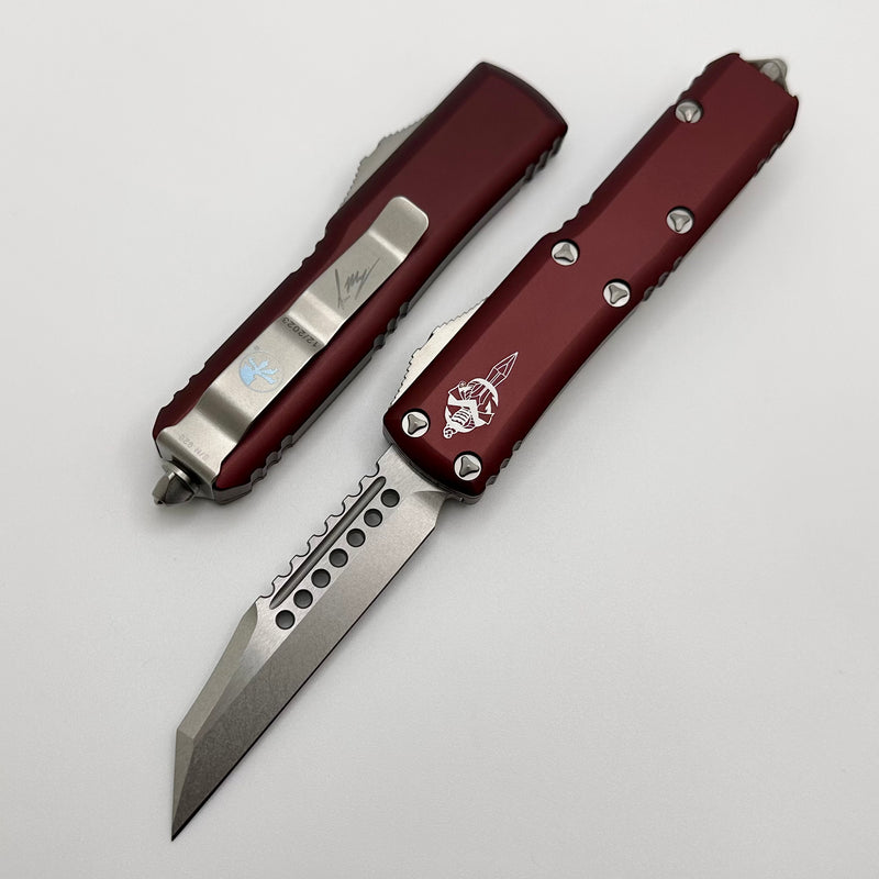 Microtech UTX-85 Warhound Stonewash & Merlot Signature Series 719W-10MRS