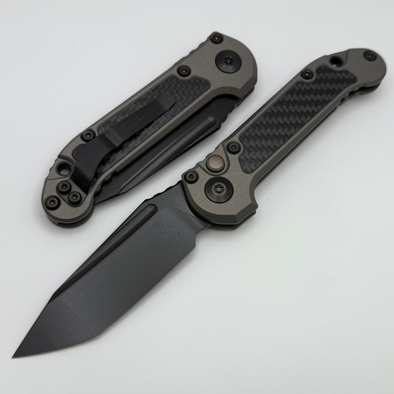Microtech Knives LUDT Gen III DLC Tanto w/ Natural Clear Handle & Carbon Fiber Inlays Signature Series 1136-1DLCTNCCFIS