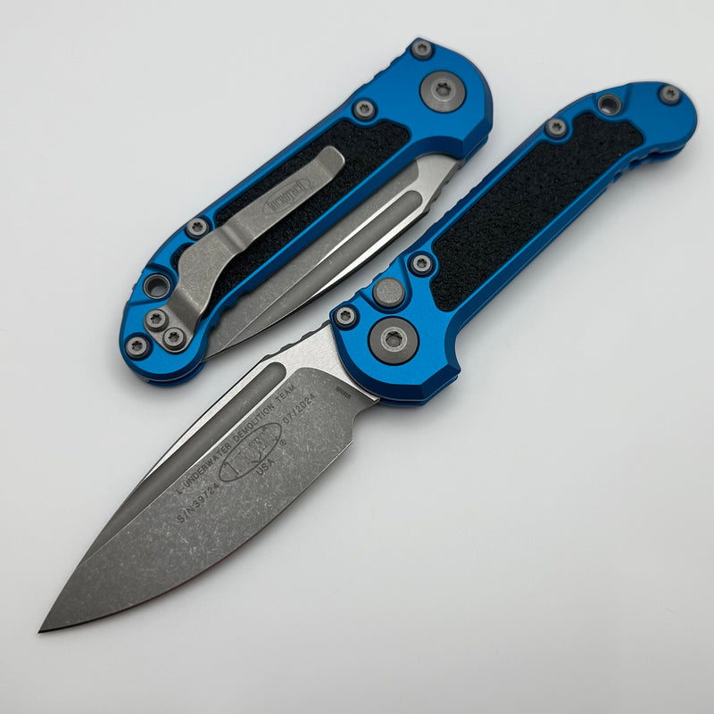 Microtech Knives LUDT Gen III Apocalyptic Drop Point w/ Blue Handle 1135-10APBL