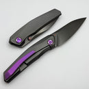 Poikilo Blade Zen S3 Blackened Titanium Handles w/ Purple Ti Accents & DLC Pearlescent Stonewash M398