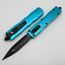 Microtech Dirac Delta Black D/E w/ Turquoise Handles 227-1TQ