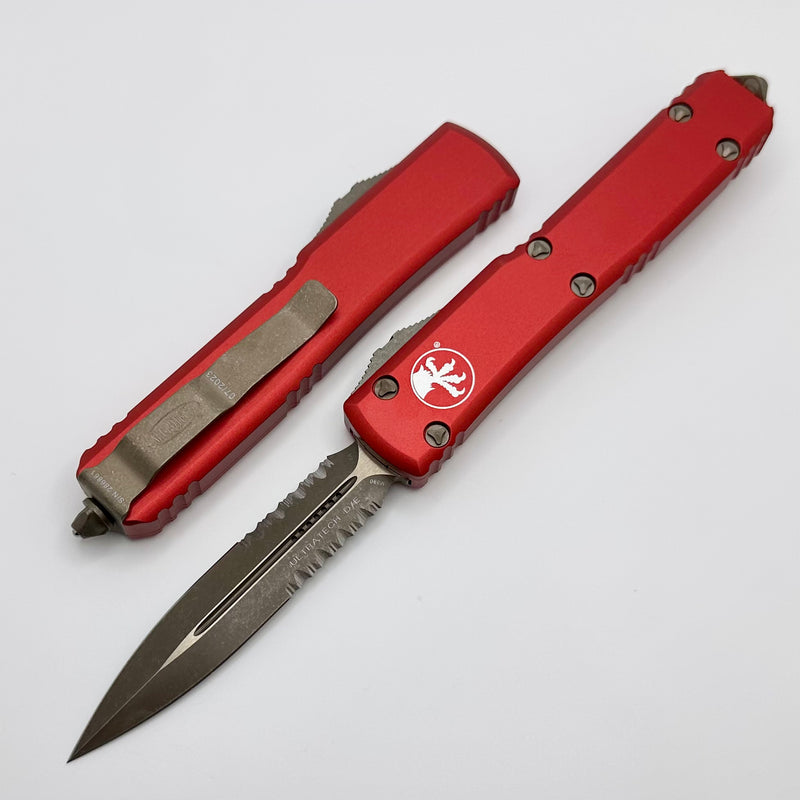 Microtech Ultratech w/ Double Edge Partial Serrated Bronze Apocalyptic & Red 122-14APRD