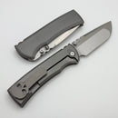 Chaves Knives Redencion 229 w/ Stonewash Titanium Integral Handle w/ Magnetic Ti Inlays & Belt Finish Drop Point M390