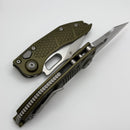 Microtech Borka Stitch Auto w/ OD Green Handles & Full Serrated Stonewash 169-12OD