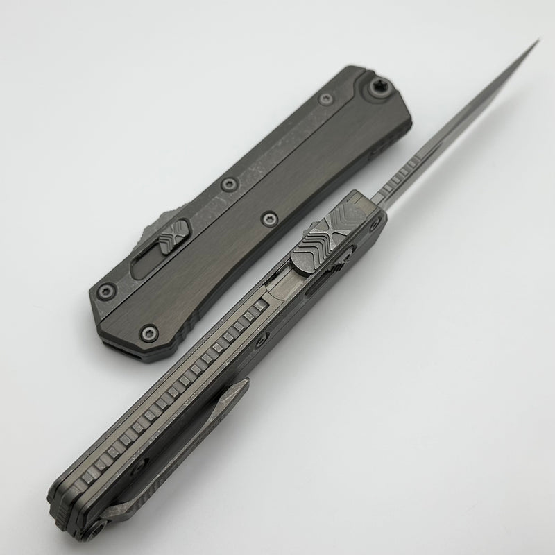 Microtech Glykon Apocalyptic Natural Clear Standard Tanto 185-10APNC