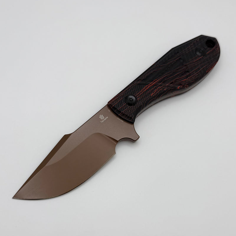 Tenable Knives Tiny Dancer w/ Red G-mascus G10 Handles & Rose Gold Coated D2 G014A2