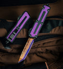 Microtech - Marfione Select Scarab 2 Gen 3 Blued Baker Forge Tanto w/ Purple Stingray Inlaid Handle 1279-16MS3