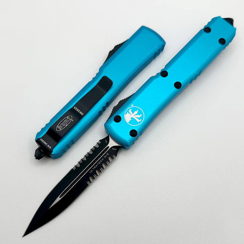 Microtech Ultratech D/E Black Partial Serrated & Turquoise 122-2TQ