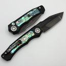 Heretic Knives Custom Wraith Auto V4 Stealth w/ Abalone/CF Inlays & Hand Ground Cracked Ice M390 Tanto
