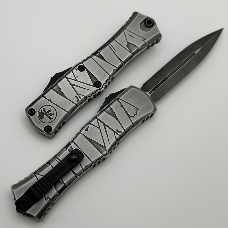 Microtech Knives Mini Hera Brushed Metal Mummy Wrap Halloween D/E M390MK Signature Series 1702M-1BMHWMYS