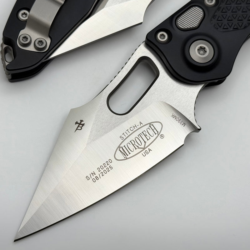 Microtech Borka Stitch Single Edge Satin Standard w/ Black Handle 169-4