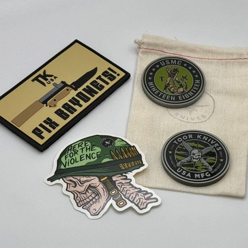 Free Patch, Coin, & Sticker w/ Any Toor Knife Purchase