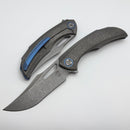 Poikilo Blade Armadillo S2 Dark Stonewash Titanium Handles w/ Blue Ti Accents & Dark Stonewash M398