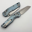 Microtech Marfione Select MSI RAM LOK Mini Fluted Ice Blue Titanium Handles w/ Double Vapor Accents & Blue Accents & Stonewash M390MK 210M-10FLMS7