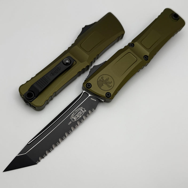 Microtech Knives Combat Troodon Gen III Black Full Serrated Tanto w/ OD Green Handle 1144-3OD