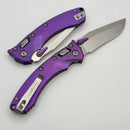 Microtech Amphibian Mini RAM LOK Stonewash Titanium Purple Haze Fluted & Stonewash M390MK W/ Purple Accents 137MRL-10FLMS5
