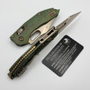 Microtech Marfione Select Manual Stitch RAM LOK Antique Green Titanium Handles & Bronze Full Serrated M390MK 169RL-15MS1