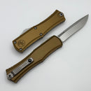 Microtech Knives Mini Hera Stonewash Recurve M390MK w/ Tan Handle 1705M-10TA