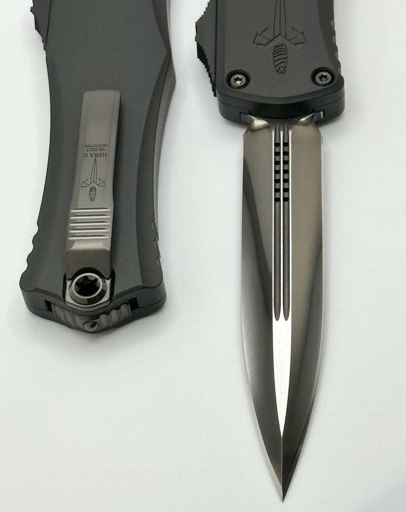 Marfione Custom Hera II DLC Diamondwash D/E w/ Hefted Black Handle & DLC Two Tone Hardware w/ Carbon Fiber Button Prototype