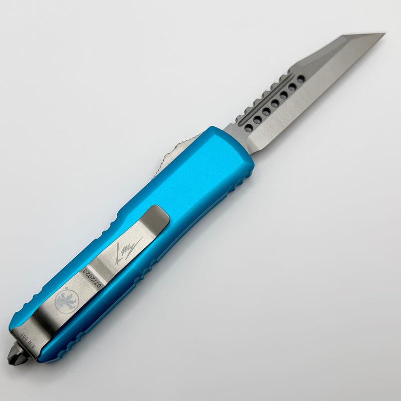 Microtech UTX-85 S/N 002 Warhound Stonewash Standard & Turquoise Signature Series 719W-10TQS