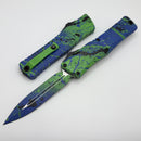 Microtech Knives Combat Troodon Gen III D/E Green Mamba/PW Blue Light Blue Splatter Signature Series 1142-1GMPWBKSPLS