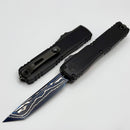 Microtech Marfione Select Ultratech ZBP Tanto Blued Baker Forge Icestorm Damascus w/ Hefted Black Handle 1123-16MS3