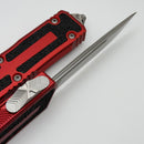 Microtech Scarab 2 Gen 3 S/E Stonewash Partial Serrated Fluted w/ Red Handles 1278-11RD