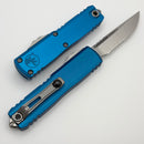 Microtech UTX-85 Gen IV w/ Blue Handle & Stonewash S/E Part Serrated M390MK 12314-11BL