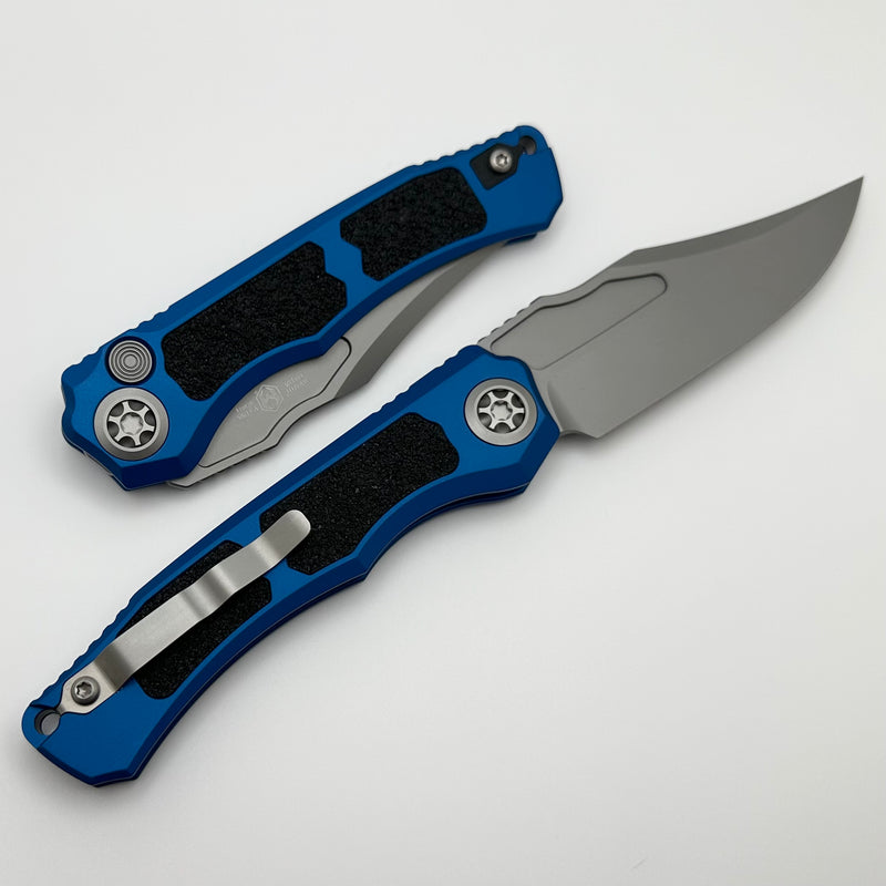 Heretic Knives Wraith Auto V4 Blue Handle w/ Grip Inlays & Bead Blast Bowie MagnaCut Blade H002-3A-BLU