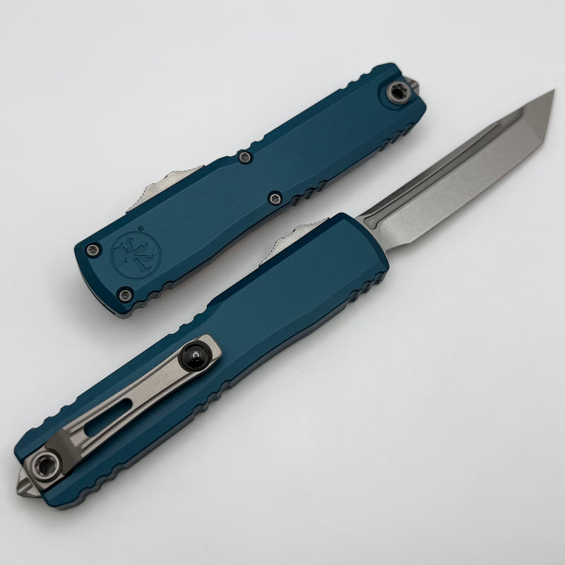Microtech Ultratech ZBP Tanto Stonewash M390MK w/ Deep Ocean Handle 1123-10DO