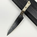 Microtech Utility Knife Proof Run Ivory G-10/Bronze Titanium Bolster Handle w/ San Mai Damascus M390 3400B-16IVPR