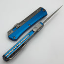 Microtech Glykon Stonewash Tanto w/ Blue Handles & Bead Blast Overlay 185-10BL