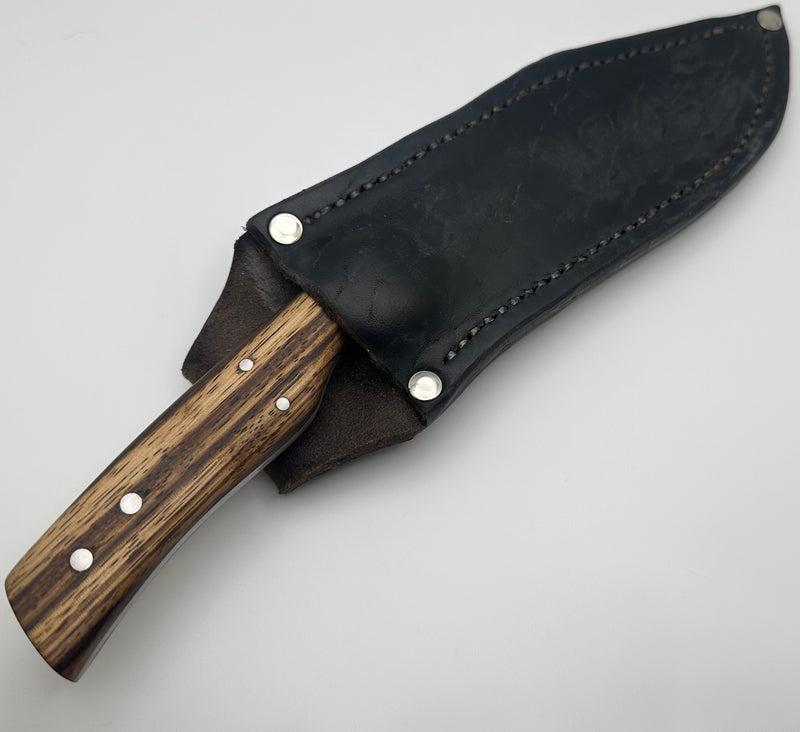 Iron Witness Baby Bowie Fixed Blade  w/ Zebrawood Handles & Recycled File Steel Blade