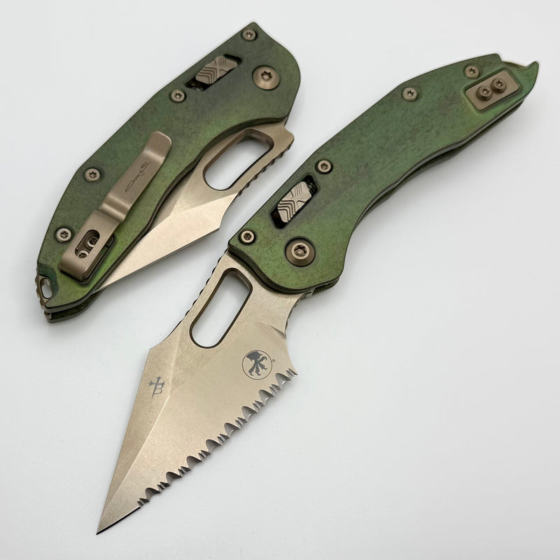 Microtech Marfione Select Manual Stitch RAM LOK Antique Green Titanium