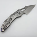 Microtech Marfione Select Manual Stitch RAM LOK Titanium Frag Handles & Full Serrated Stonewash M390MK w/ Double Vapor Blast & Purple Accents 169RL-12FRMS3