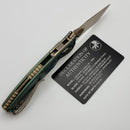 Microtech Amphibian Mini RAM LOK Antique Green Titanium Slab & Serrated Bronze M390MK w/ Bronze Accents 137MRL-14MS1