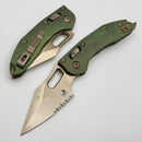 Microtech Marfione Select Manual Stitch RAM LOK Antique Green Titanium Handles & Bronze Part Serrated M390MK 169RL-14MS1