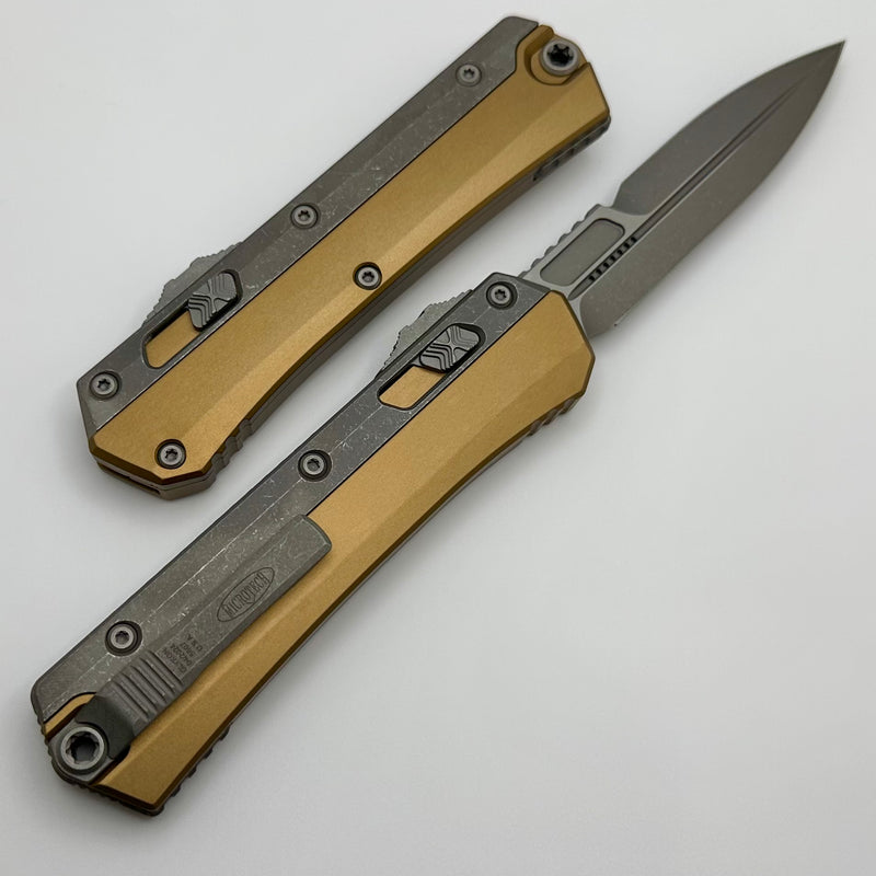 Microtech Glykon Apocalyptic Standard Bayonet w/ Apocalyptic Overlay & Tan Handle 184-10APTA