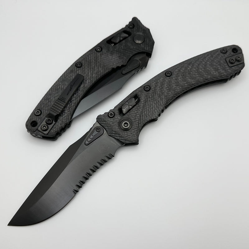 Microtech Amphibian RAM LOK Fluted Carbon Fiber & DLC Partial Serrated M390MK 137RL-2DLCTFLCFS One Per Household