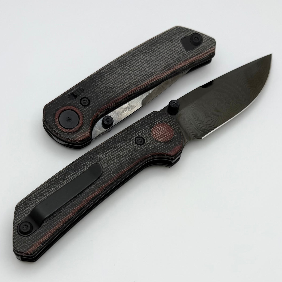 Reate Knives PL-XT Black/Red Micarta & DLC Damascus