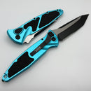 Microtech Socom Elite Auto w/ Turquoise Handles & Black Tanto Part Serrated 161A-2TQ