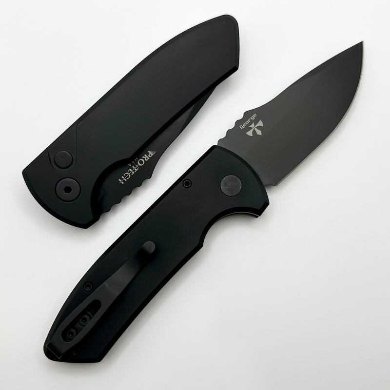 Pro-Tech SBR Short Bladed Rockeye Smooth Aluminum Black Handle & Black S35 Blade LG403