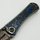 Borka Blades & Marfione Custom Knives SB Zulu w/ Ti2 Design Engraved Blue Floral Handles w/ Baker Forge San Mai