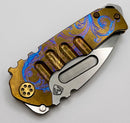 Medford Praetorian Genesis T S45 Tumbled Drop Point & Bronze Deep Engraved Laurel Leaf Filigree Handles w/ Bronze Hardware/Clip