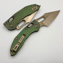 Microtech Marfione Select Manual Stitch RAM LOK Antique Green Frag Titanium Handles & Bronze Part Serrated M390MK 169RL-14FRMS1