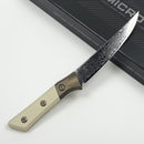 Microtech Boning Knife Proof Run Ivory G-10/Bronze Titanium Bolster Handle w/ San Mai Damascus M390 3100B-16IVPR