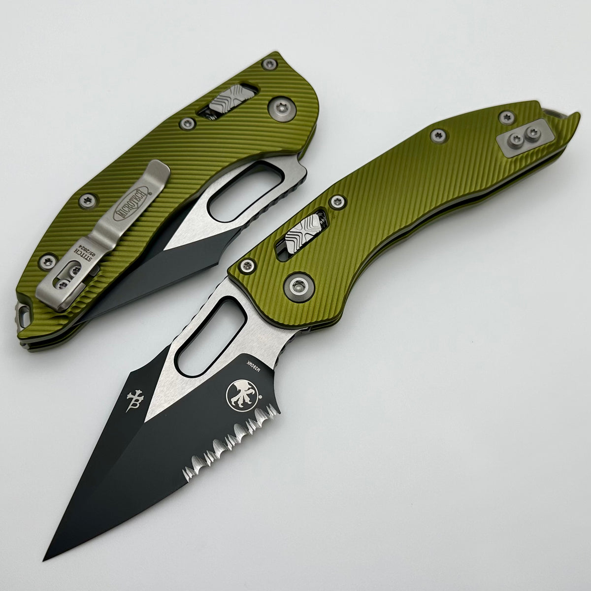 Microtech Knives Manual Stitch RAM LOK Fluted OD Green Aluminum & Two