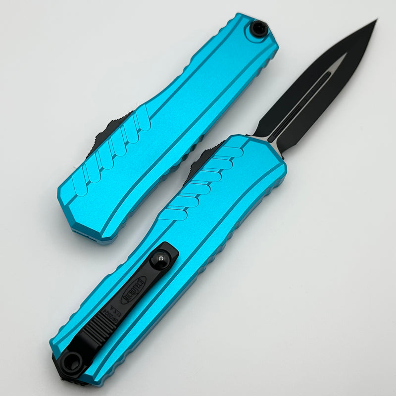 Microtech Cypher II Black D/E w/ Turuoise Handle 1242-1TQ